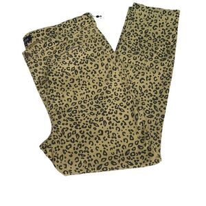 NYDJ Ami Skinny Jeans Tan Black Leopard Print Pockets Zip Button Closure 18